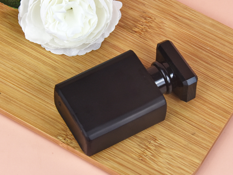 50ml square matte black glass perfume bottle