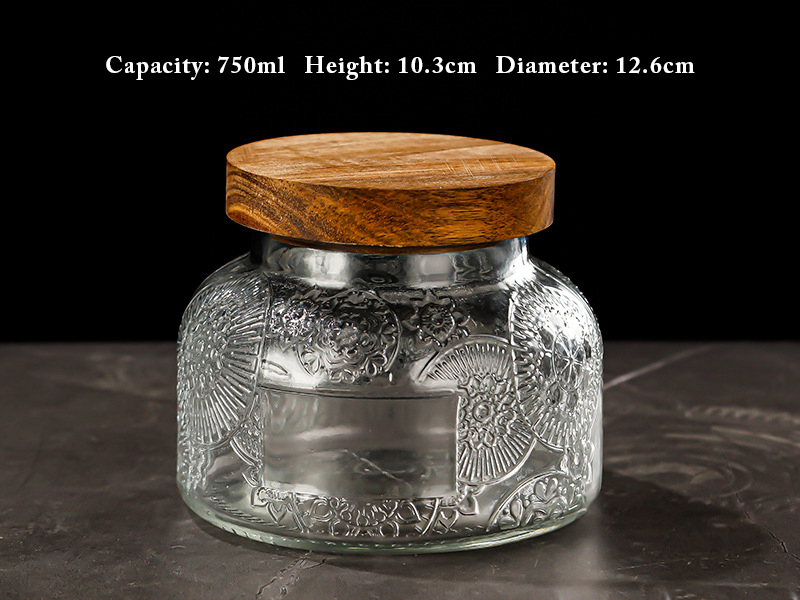 Glass storage jars sealed jars embossed glass bottles glass empty bottles