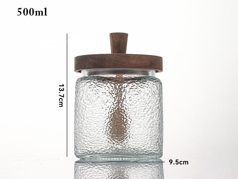 Acacia wood vintage storage jar honey jar with lid stirring stick sealed glass jar