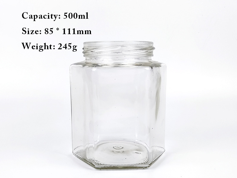 Hexagonal pickle bottle jam chili sauce glass bottle honey bottle canning bottle
