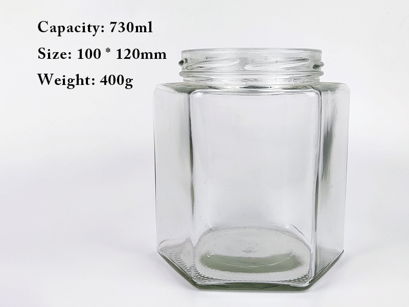 Hexagonal pickle bottle jam chili sauce glass bottle honey bottle canning bottle