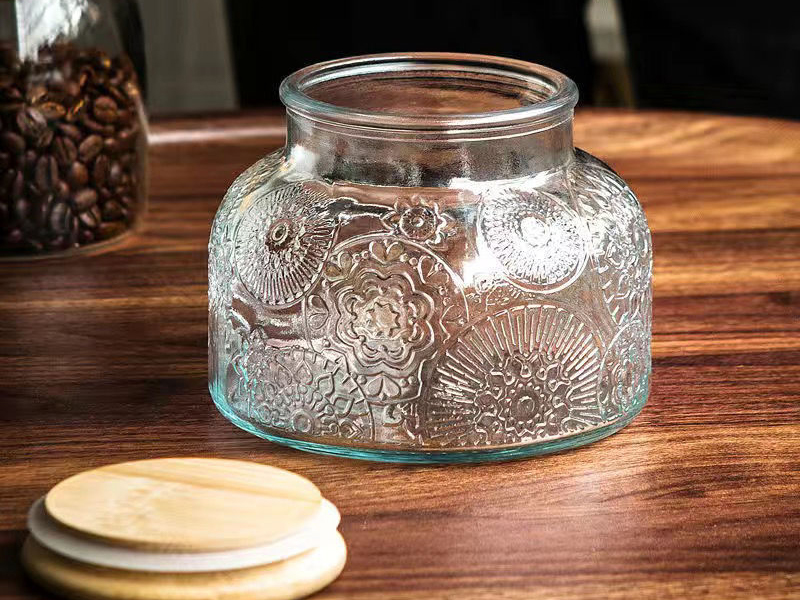 Glass storage jars sealed jars embossed glass bottles glass empty bottles