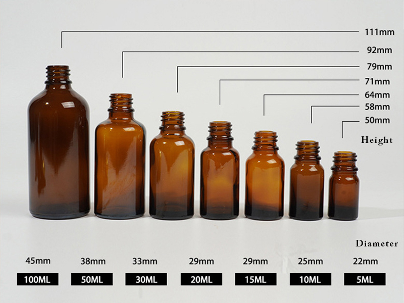 10ml-100ml brown dropper/roller essential oil bottle with seal cap