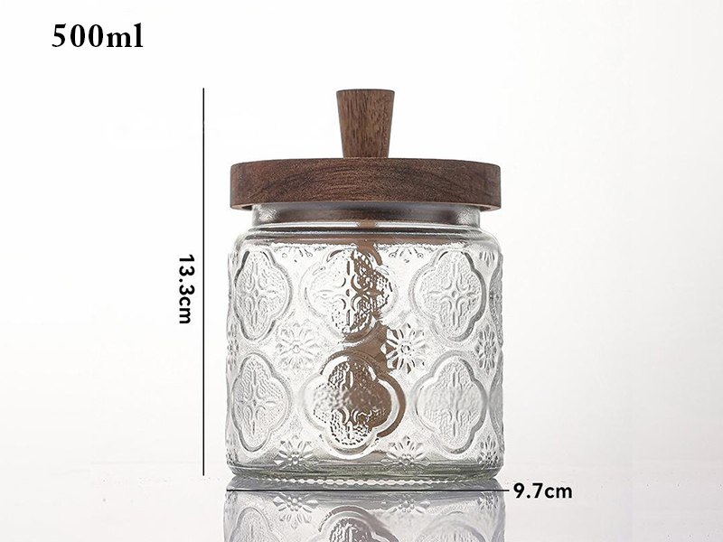 Acacia wood vintage storage jar honey jar with lid stirring stick sealed glass jar