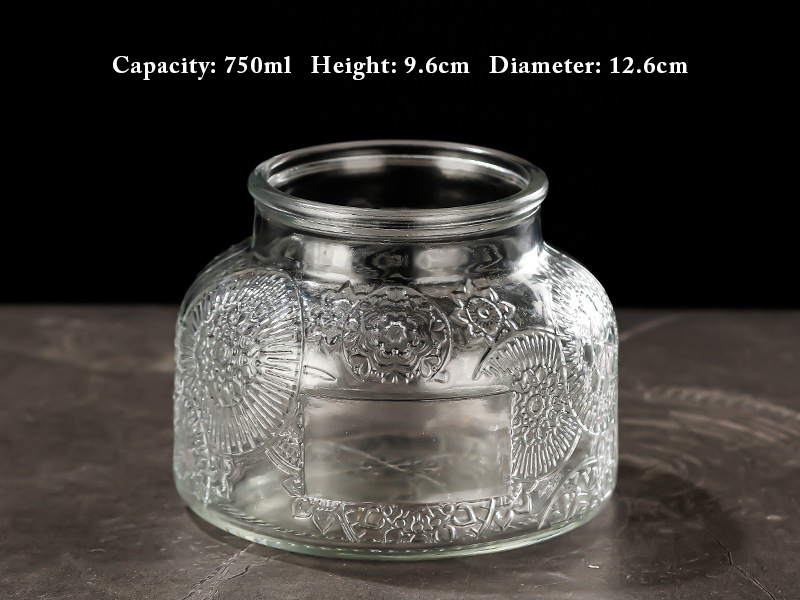 Glass storage jars sealed jars embossed glass bottles glass empty bottles
