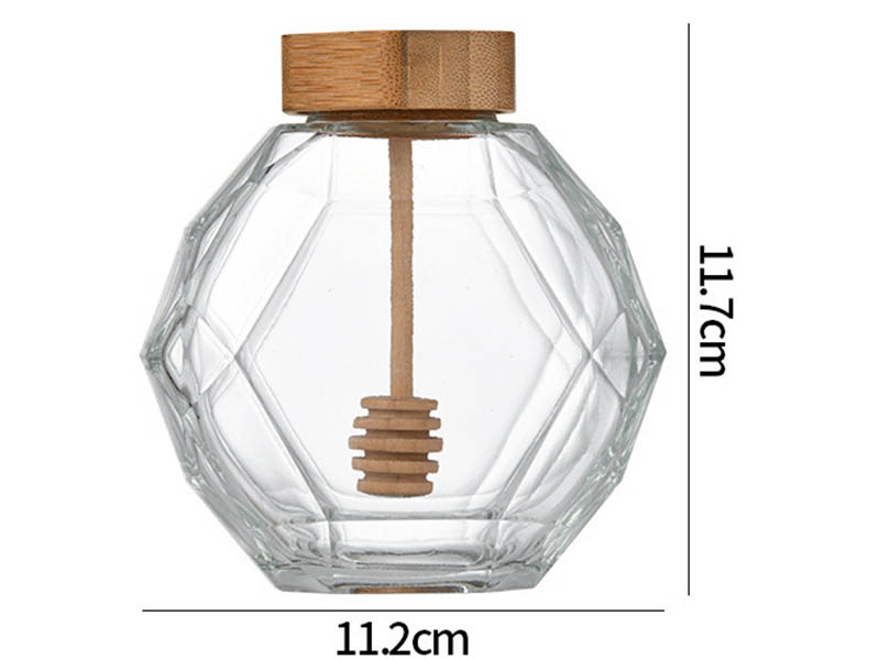 Hexagonal glass jars and bottles in stock