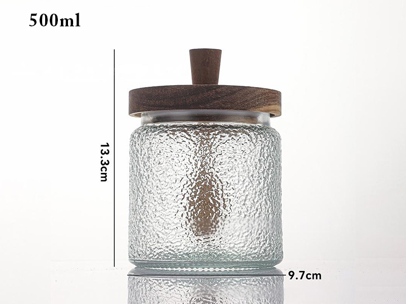 Acacia wood vintage storage jar honey jar with lid stirring stick sealed glass jar