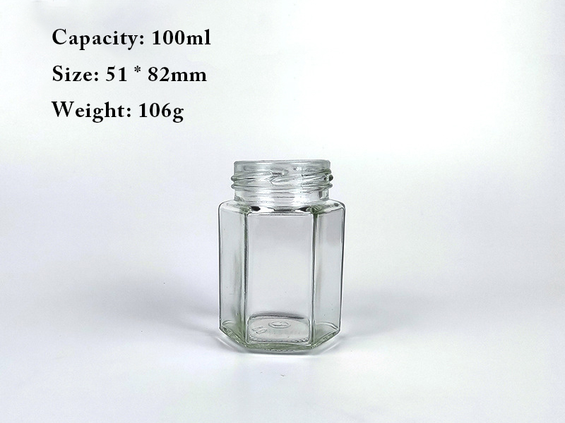 Hexagonal pickle bottle jam chili sauce glass bottle honey bottle canning bottle