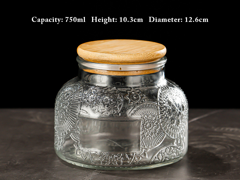 Glass storage jars sealed jars embossed glass bottles glass empty bottles
