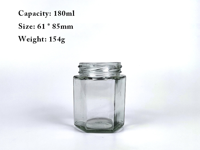 Hexagonal pickle bottle jam chili sauce glass bottle honey bottle canning bottle