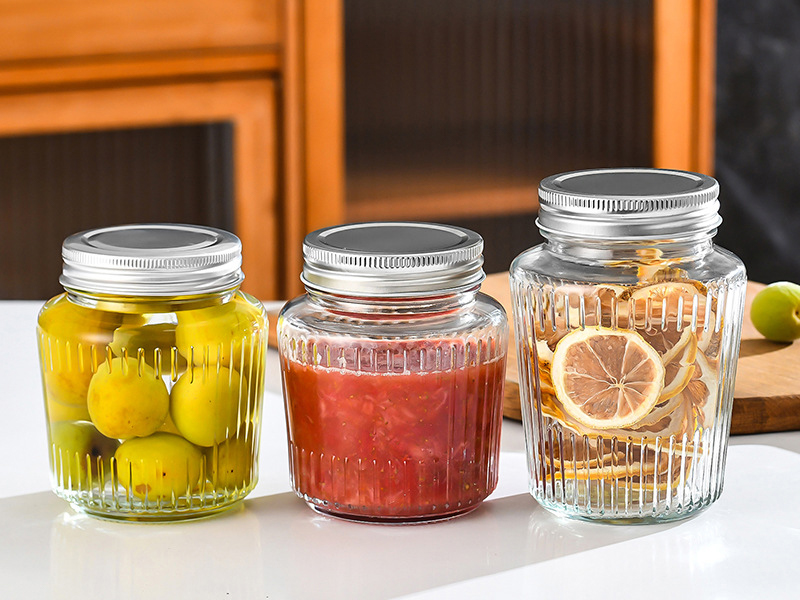 New vertical pattern glass bottle pickle bottle  high temperature resistant sub-bottle