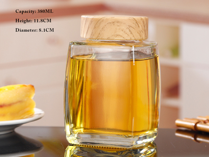 Square glass jar sealed jar honey jar jam jar storage jar transparent bottle