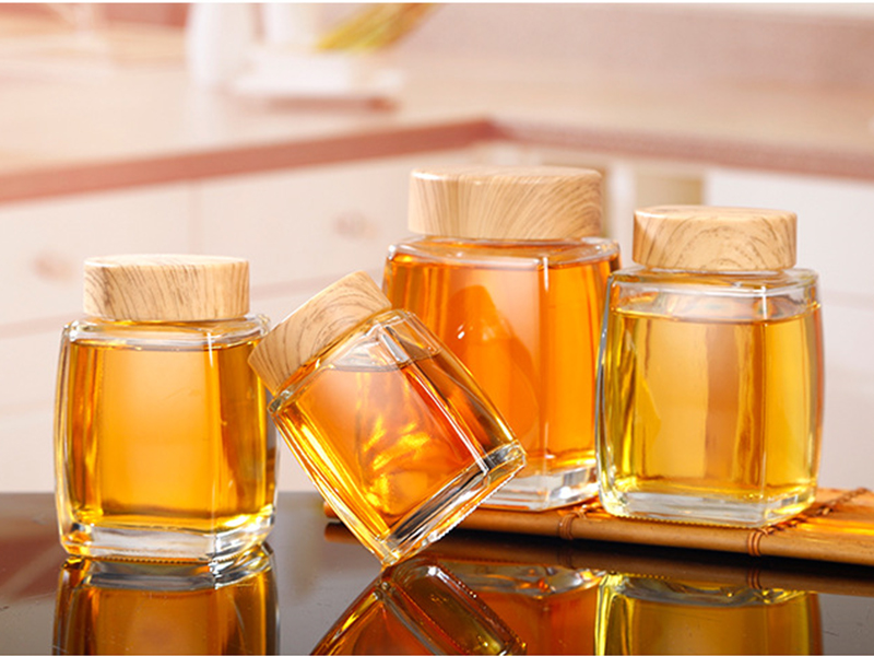 Square glass jar sealed jar honey jar jam jar storage jar transparent bottle