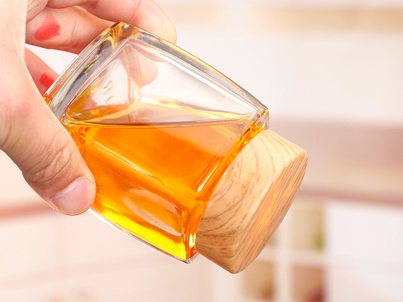 Square glass jar sealed jar honey jar jam jar storage jar transparent bottle
