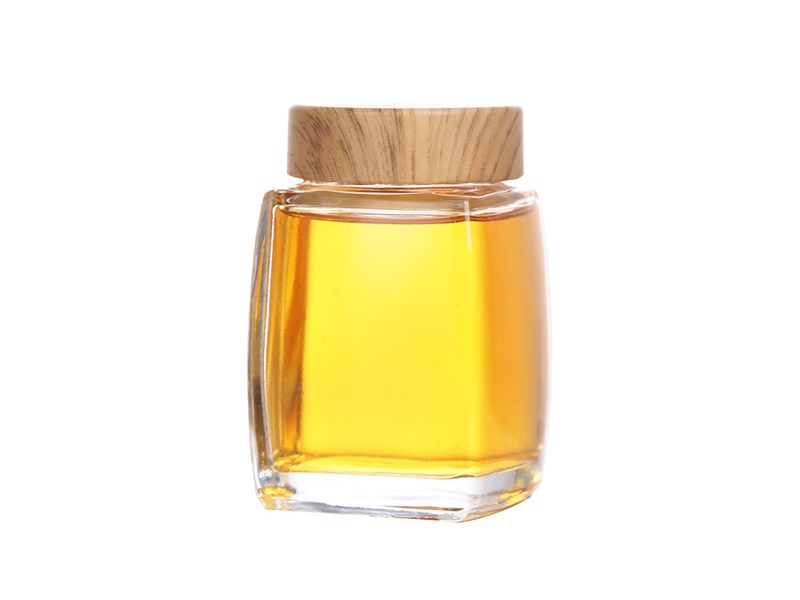 Square glass jar sealed jar honey jar jam jar storage jar transparent bottle