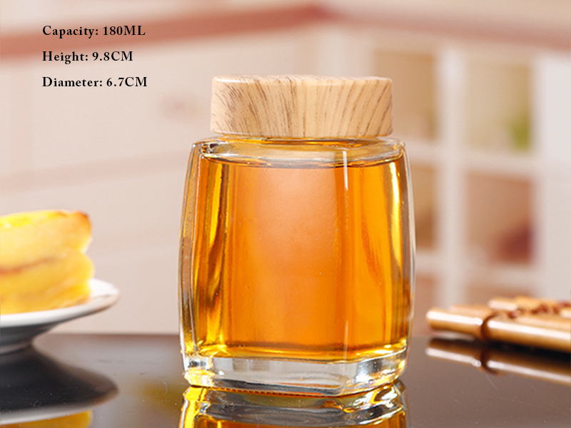 Square glass jar sealed jar honey jar jam jar storage jar transparent bottle